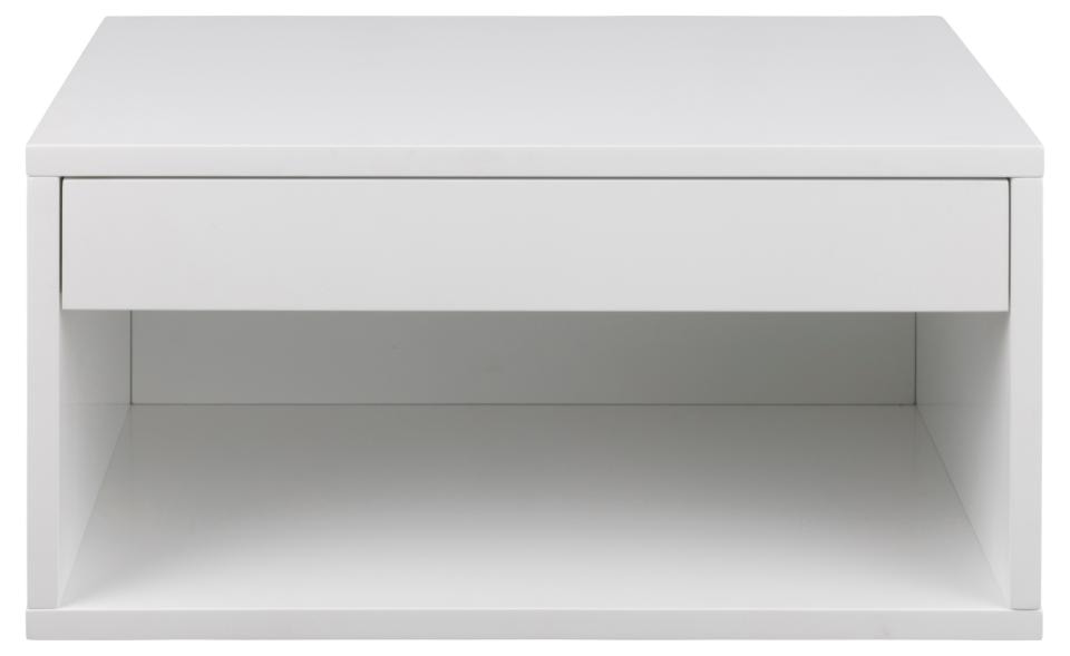 Szafka nocna Dimmery wisząca z płyty MDF z półką i szufladą biała 50x35x24,3 cm  - zdjęcie 2