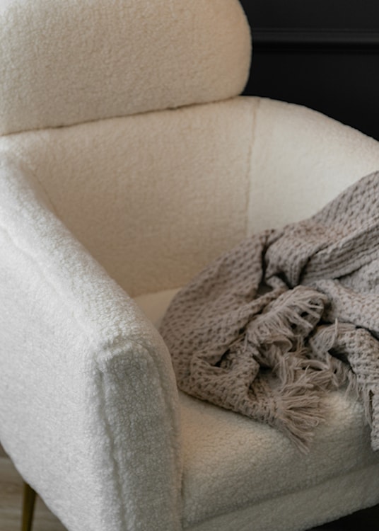 Fotel wypoczynkowy Distamy tkanina bouclé kremowa  - zdjęcie 5