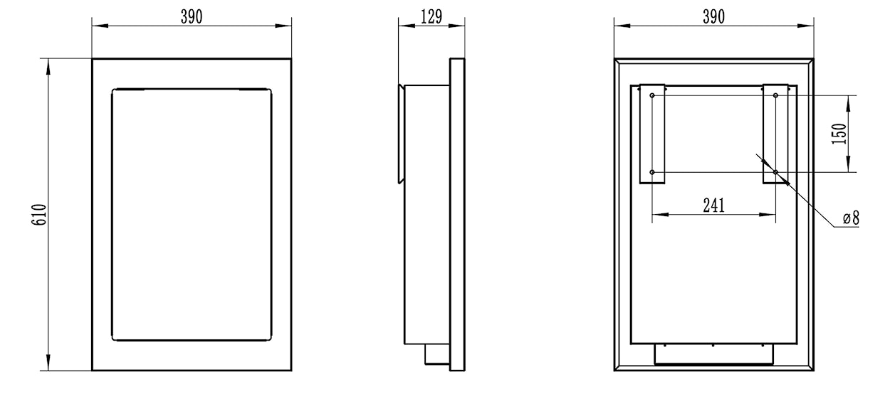 Biokominek wiszący z możliwością zabudowy Diverall 61x39 cm czarna stal  - zdjęcie 14