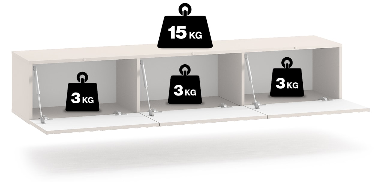 Szafka RTV Derriva wisząca z ryflowanymi frontami 170 cm kaszmir  - zdjęcie 10