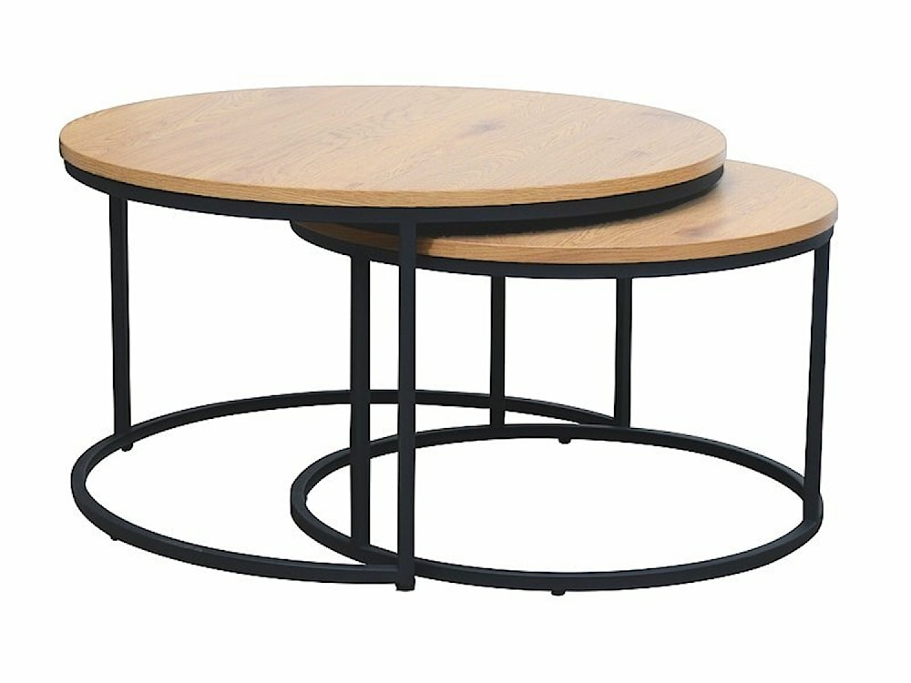Zestaw dwóch stolików kawowych Atlanta średnica 80 cm i 60 cm dąb