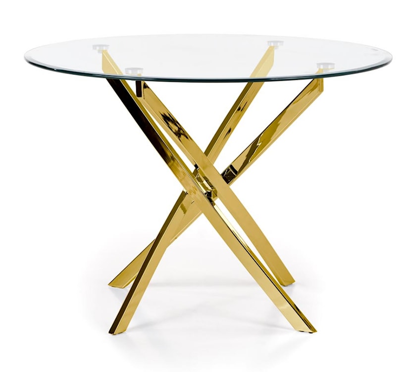 Stół okrągły Saime średnica 100 cm transparentne szkło/ złota podstawa  - zdjęcie 7