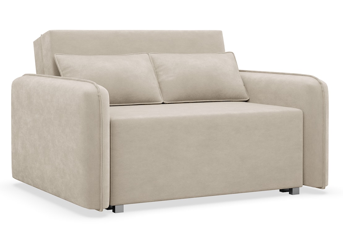 Kanapa rozkładana dwuosobowa Duelia z pojemnikiem beżowa szenil hydrofobowy  - zdjęcie 4