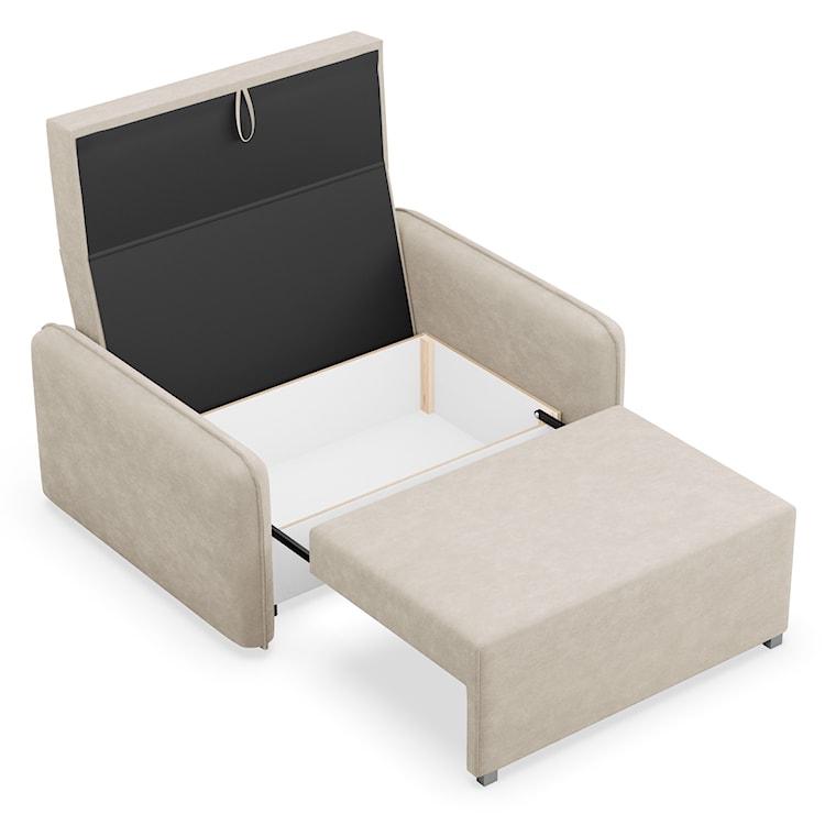 Kanapa rozkładana dwuosobowa Duelia z pojemnikiem beżowa szenil hydrofobowy  - zdjęcie 6