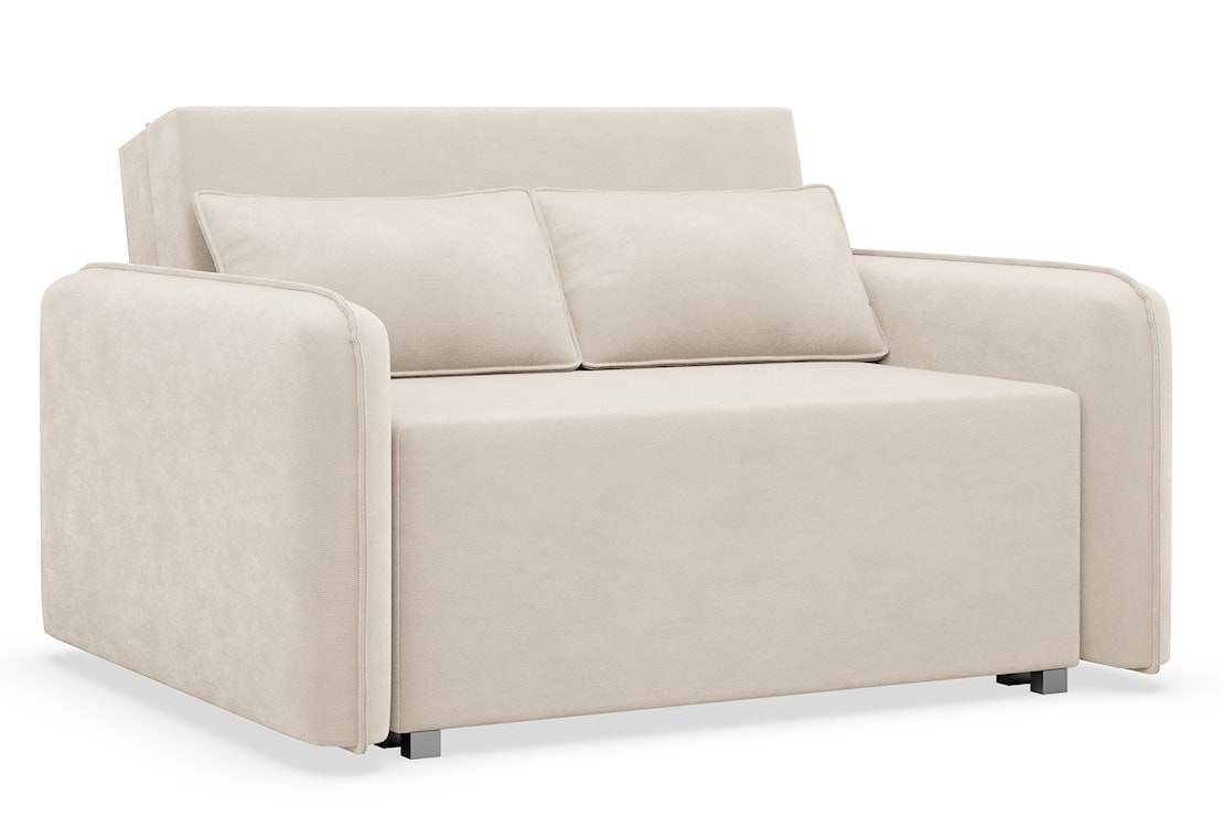 Kanapa rozkładana dwuosobowa Duelia z pojemnikiem jasnobeżowa szenil hydrofobowy  - zdjęcie 4