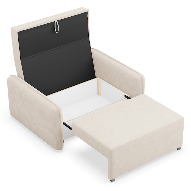 Kanapa rozkładana dwuosobowa Duelia z pojemnikiem jasnobeżowa szenil hydrofobowy  - zdjęcie 6