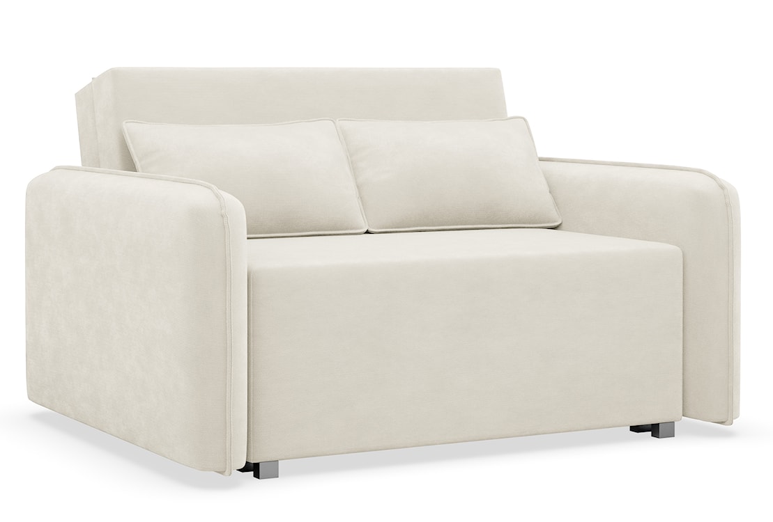 Kanapa rozkładana dwuosobowa Duelia z pojemnikiem kremowa szenil hydrofobowy  - zdjęcie 4