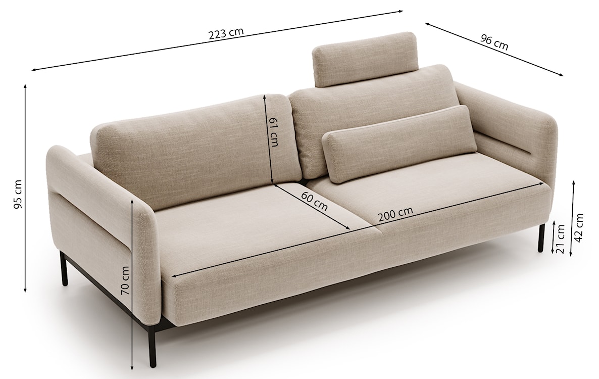 Kanapa rozkładana trzyosobowa Solianero szarobeżowa plecionka  - zdjęcie 8