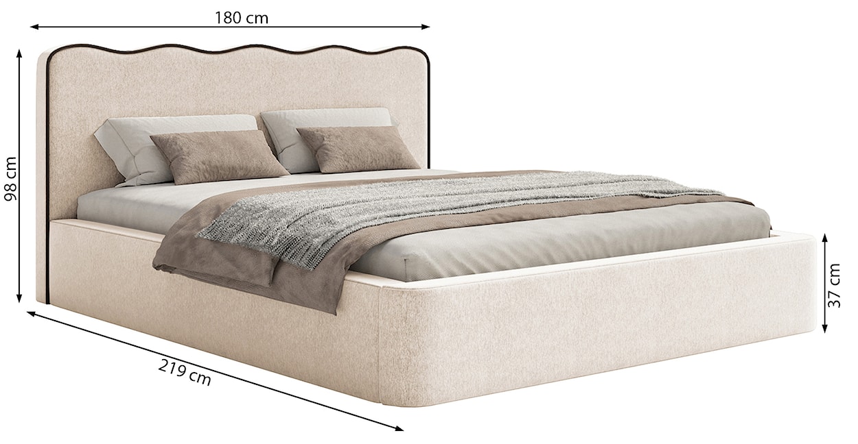 Łóżko tapicerowane 160x200 cm Duney z pojemnikiem beżowe welur  - zdjęcie 11