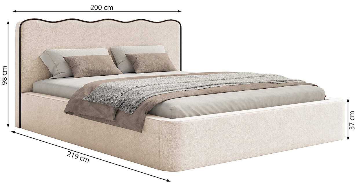 Łóżko tapicerowane 180x200 cm Duney beżowe welur  - zdjęcie 11