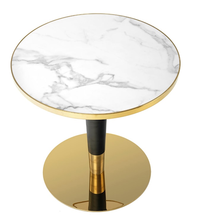 Stół okrągły Matively średnica 79 cm biały marmur/ złoty  - zdjęcie 5