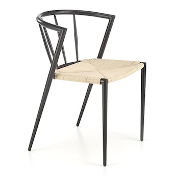Krzesło metalowe Insived z plecionym siedziskiem czarne