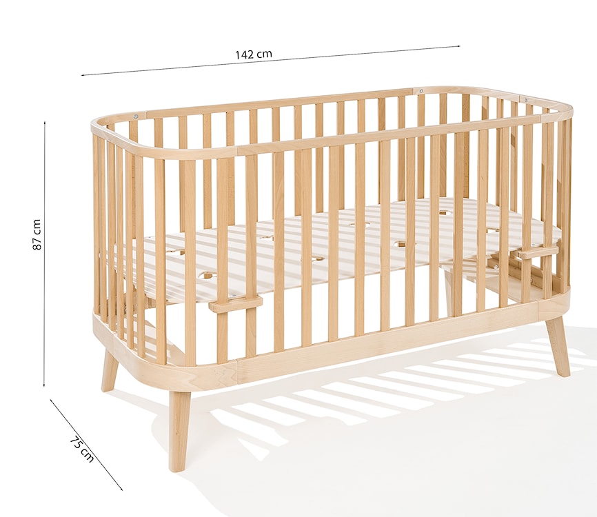 Łóżeczko dziecięce Cuddlies 140x70 z funkcją sofy i materacem drewniane  - zdjęcie 6