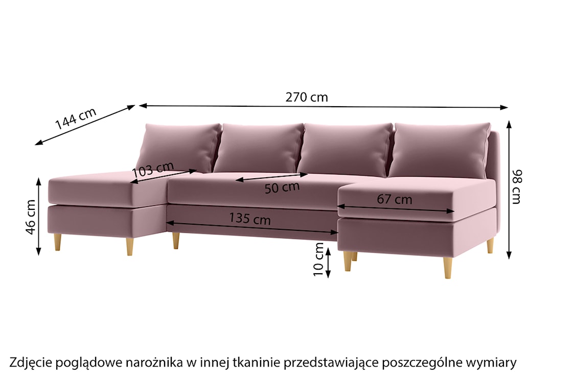 Narożnik z funkcją spania Squetta U-kształtny z pojemnikiem uniwersalny szary  - zdjęcie 4