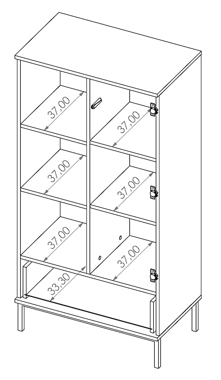Regał zamykany Perila z otwartymi półkami i szufladą hikora  - zdjęcie 7