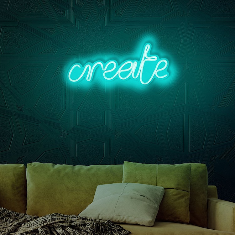 Neon na ścianę Letely z napisem Create niebieski  - zdjęcie 3
