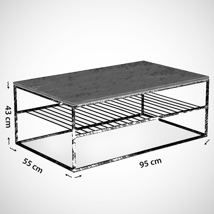 Stolik kawowy metalowy Albaldah dąb kaukaski 95x75 cm  - zdjęcie 6