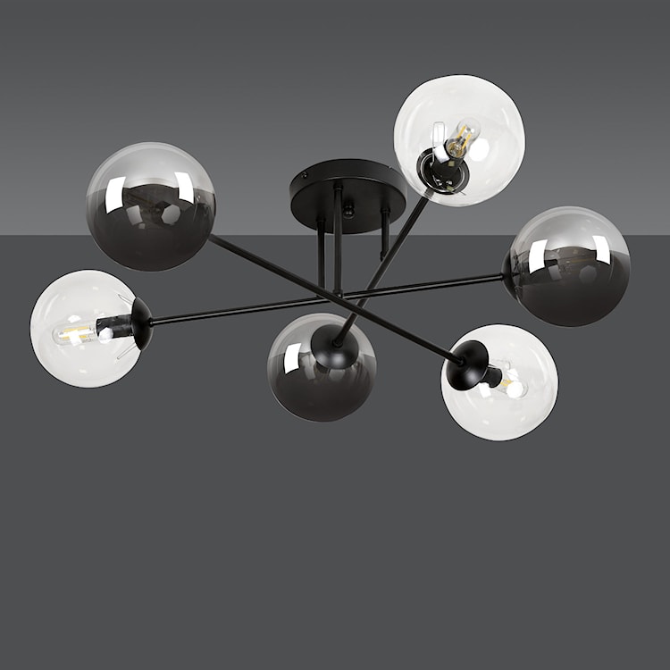 Lampa sufitowa Minturno czarno-transparentna x6  - zdjęcie 4