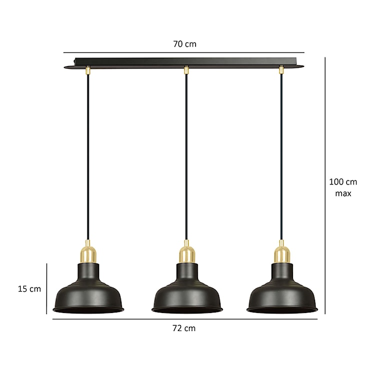 Lampa wisząca Ibere x3 72 cm czarna  - zdjęcie 8