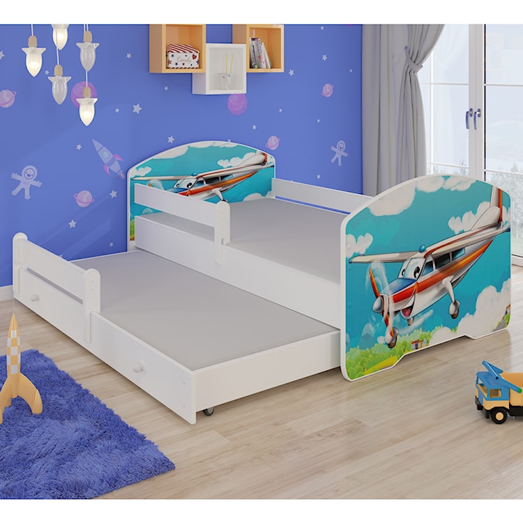Łóżko dziecięce podwójne Blasius 160x80 cm z Samolotem z barierką  - zdjęcie 2