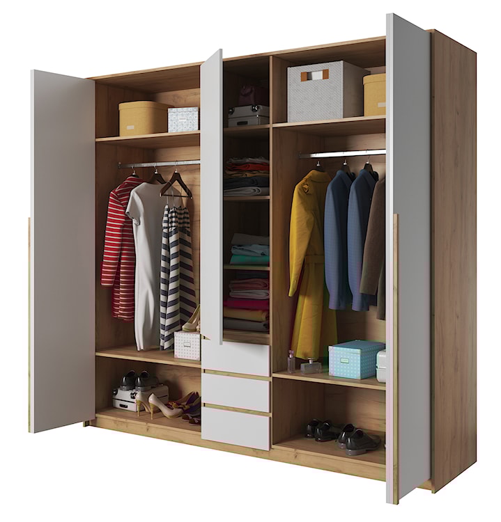 Szafa Grejs 230 cm harmonijkowa dąb craft złoty / biała  - zdjęcie 4