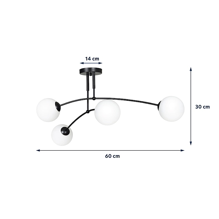 Lampa sufitowa Vinadio czarna x4  - zdjęcie 5