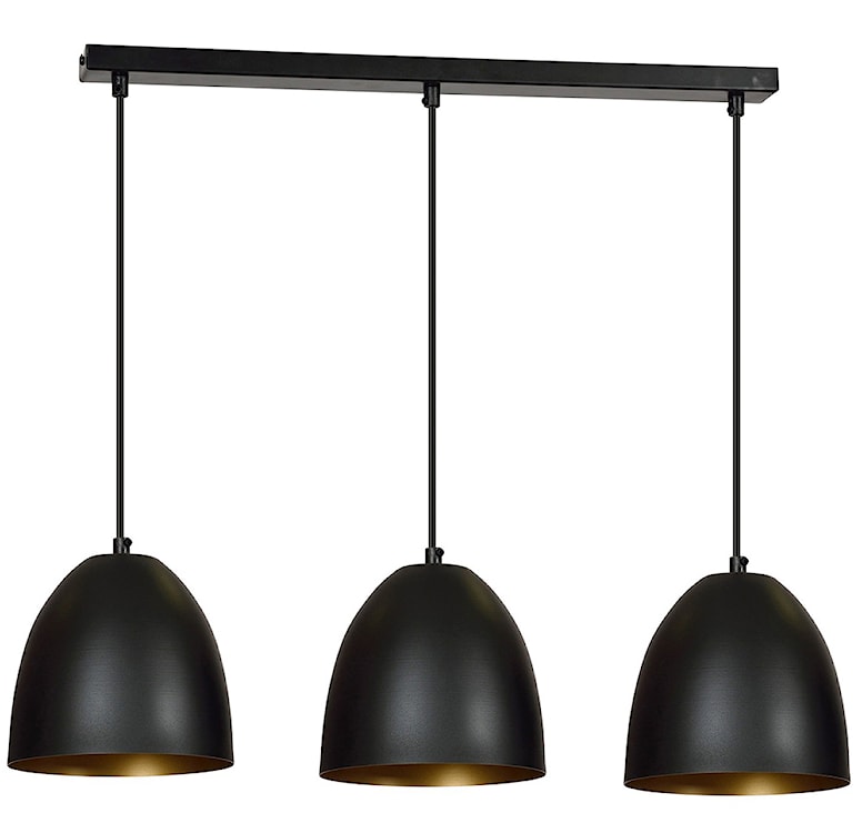 Lampa wisząca Alatri czarna ze złotym wnętrzem x3 