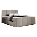 Łóżko kontynentalne Morrone 180x200 z dwoma pojemnikami, materacem i topperem beżowe