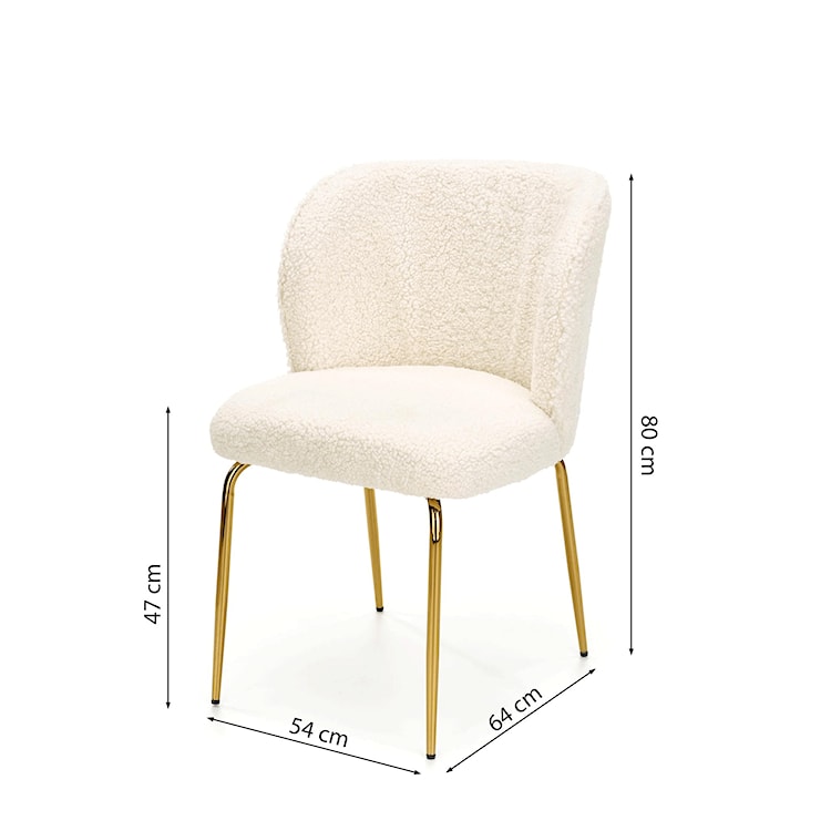 Krzesło tapicerowane Peyad tkanina beżowa bouclé na złotej podstawie  - zdjęcie 8