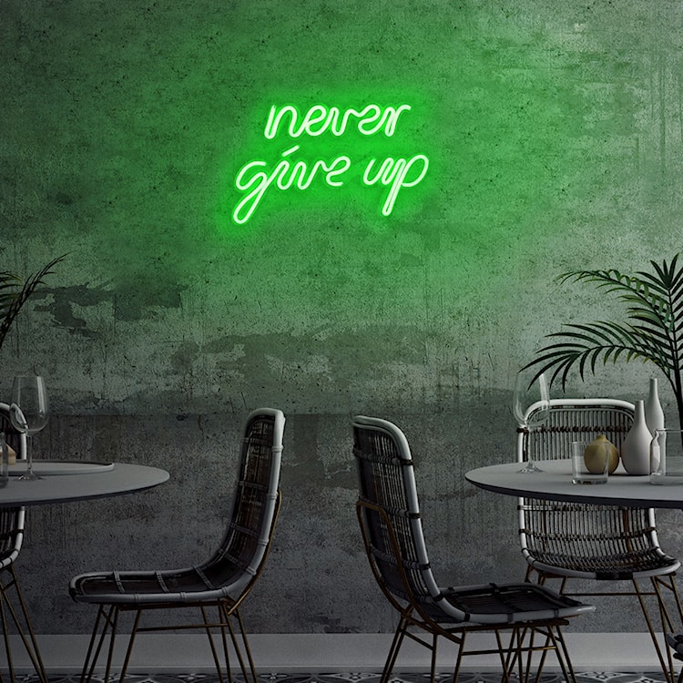 Neon na ścianę Letely z napisem Never Give Up zielony  - zdjęcie 5