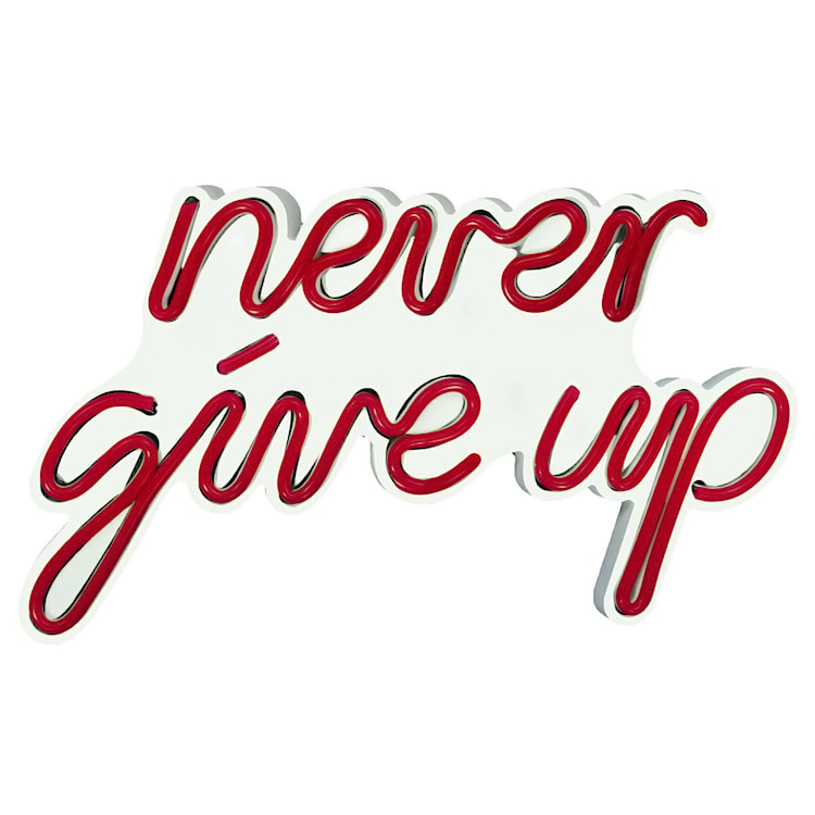 Neon na ścianę Letely z napisem Never Give Up czerwony