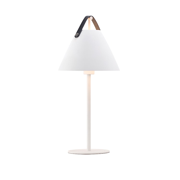Lampa stołowa Strap biała ze skórzanym paskiem  - zdjęcie 4