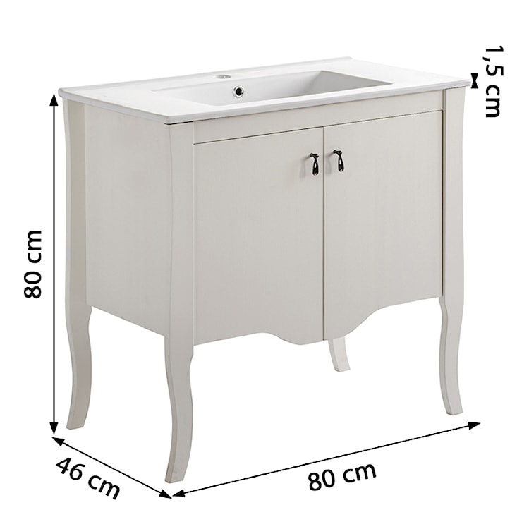 Szafka z umywalką Katherine 80 cm biała  - zdjęcie 6