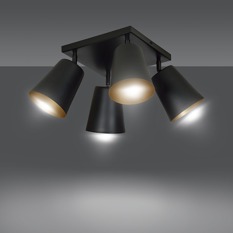 Lampa sufitowa Lanciano czarna ze złotym wnętrzem x4  - zdjęcie 3