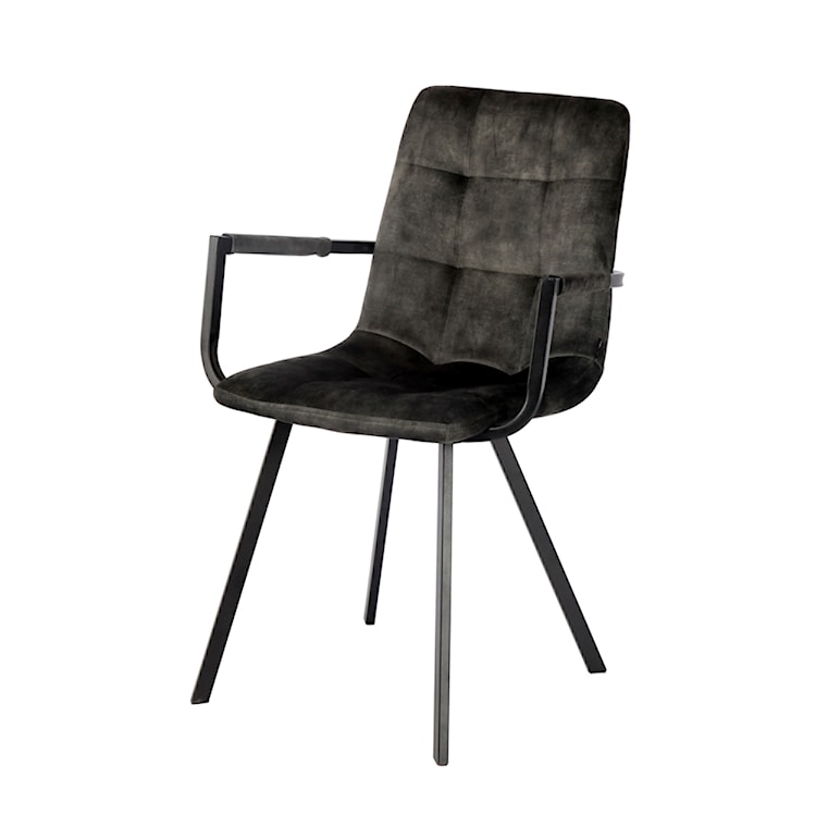 Krzesło tapicerowane z podłokietnikami Unurgunite ciemnoszare  - zdjęcie 6