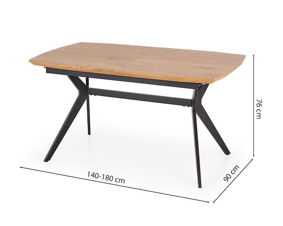 Stół rozkładany Dissne 140-180x90 cm dąb złoty/czarny  - zdjęcie 10
