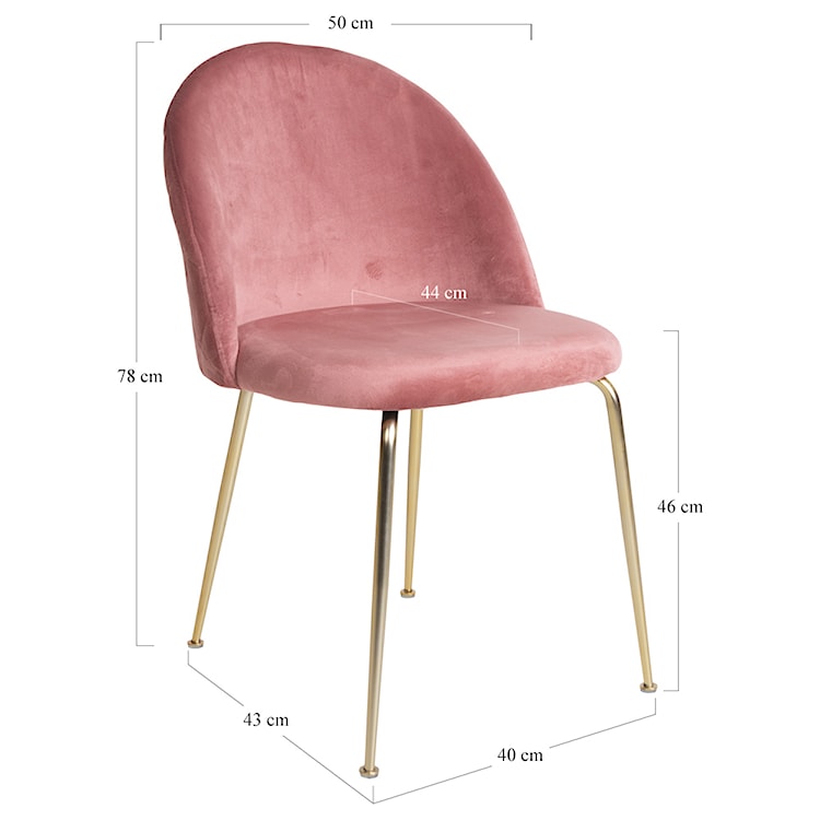 Krzesło tapicerowane Rallsy różowe na złotej podstawie  - zdjęcie 7