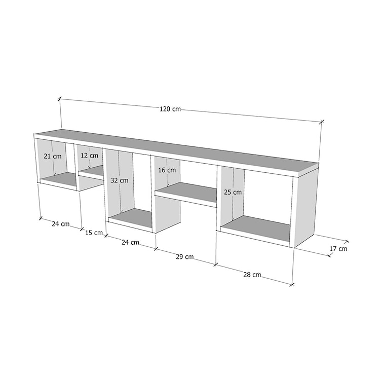 Półka na ścianę Amien 120 cm antracytowa  - zdjęcie 3