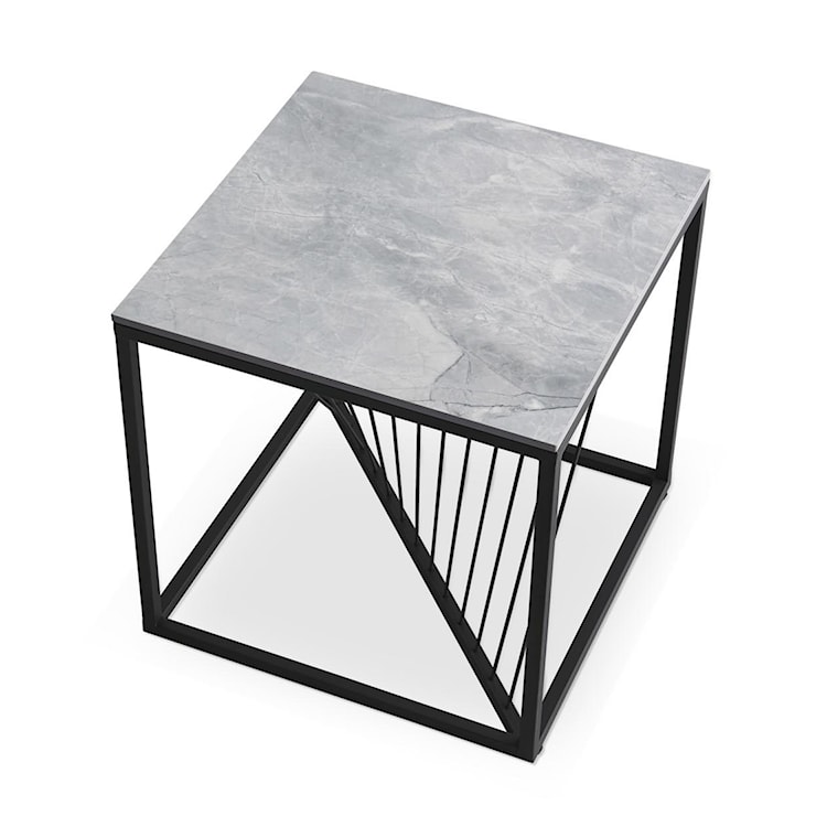 Stolik kawowy Envity 55x55 cm popielaty marmur/czarny  - zdjęcie 4
