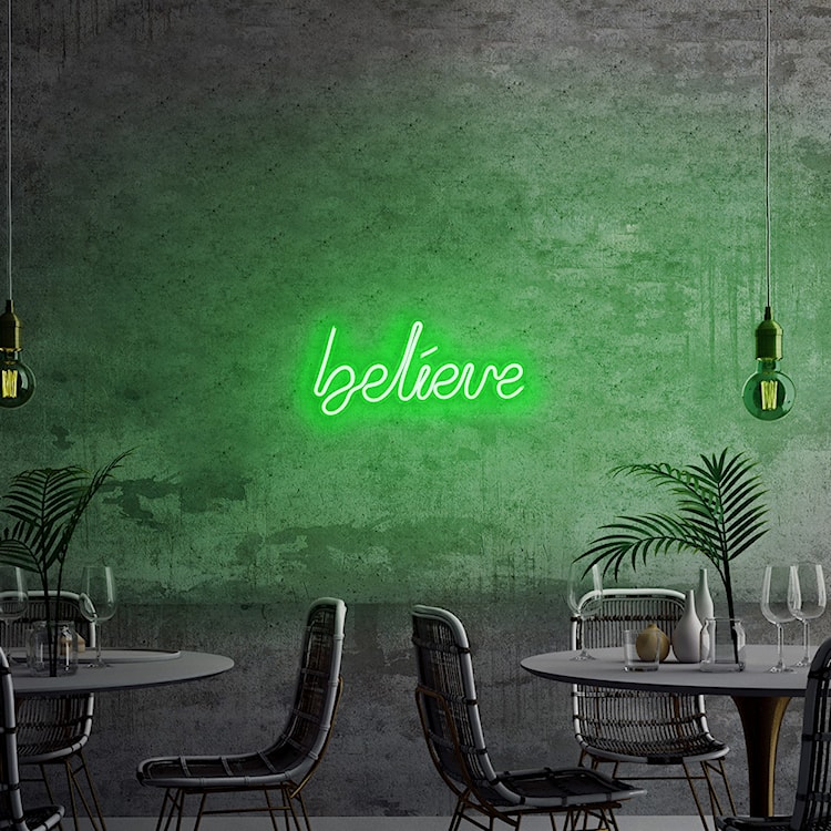 Neon na ścianę Letely z napisem Believe zielony  - zdjęcie 5