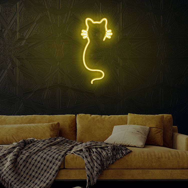 Neon na ścianę Letely w kształcie kota żółty  - zdjęcie 3