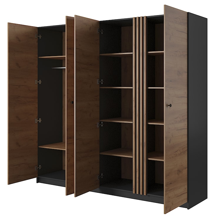 Szafa czterodrzwiowa Glorty 220 cm antracyt / dąb craft złoty  - zdjęcie 3