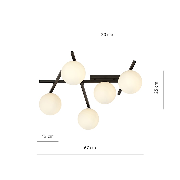 Lampa sufitowa Mohants x5 czarno-biała  - zdjęcie 6