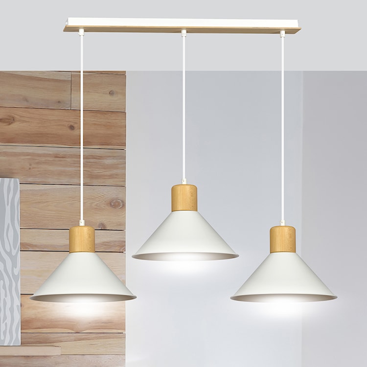 Lampa wisząca Rawn x3 stożek 86 cm biała  - zdjęcie 3