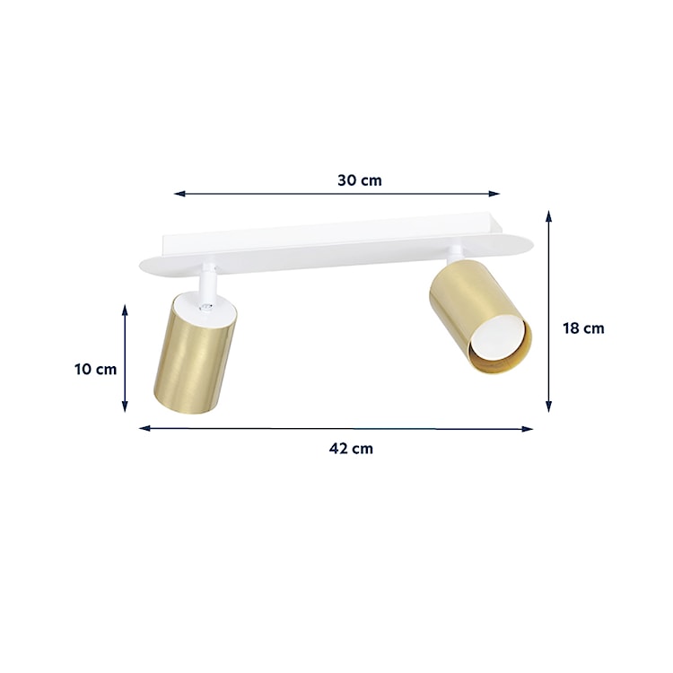 Spot sufitowy Fossano biały ze złotym kloszem x2  - zdjęcie 3