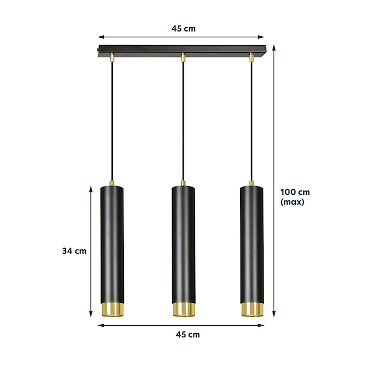 Lampa wisząca Morcone czarna x3  - zdjęcie 8