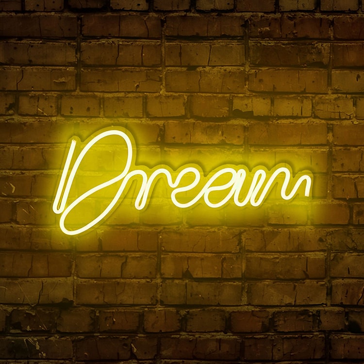 Neon na ścianę Letely z napisem Dream żółty  - zdjęcie 2