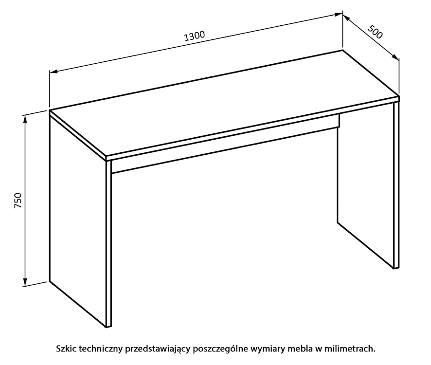 Biurko Vinels 130x50 cm z kontenerkiem białe  - zdjęcie 5