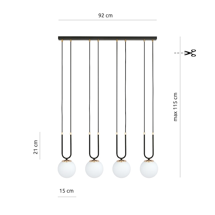 Lampa wisząca Greerlan x4 czarno-biała  - zdjęcie 6