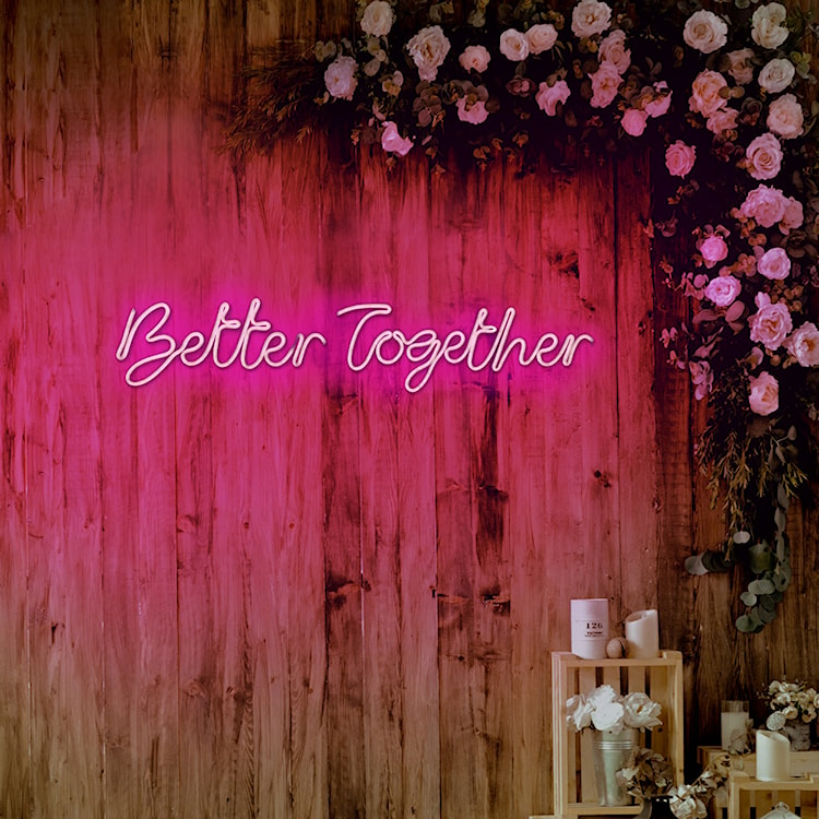 Neon na ścianę Letely z napisem Better Together różowy  - zdjęcie 3